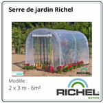 Richel - Serre de jardin pied droit 2x3m (6m2) 1 porte zippee fabrication francaise