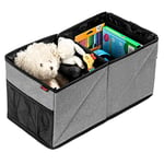 Reer TravelKid Box Boîte de rangement pliable, anti-tache et antidérapante Boîte parfaite pour le rangement sur la banquette arrière de la voiture Gris