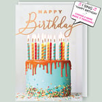 Cake & Candles Musical Birthday Card Singing Happy Birthday To You Olivia