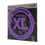 D'Addario Guitar Strings - XL Half Rounds Electric Guitar Strings - Semi-Flat Wound - Bright Tone, Smooth Feel, Reduced Finger Noise - EHR370 - Medium, 11-49