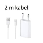 2 Meter Lightning USB kabel + Väggladdare