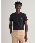 Gant Mens Slim Fit Short Sleeve Shield Logo T-Shirt - Black - Size X-Large