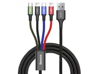 Baseus Kb2l435a12bk, Svart, Blå, Grön, Röd, Usb A, 2 X Lightning + Micro-Usb B + Usb C, 1,2 M, Hankoppling, Hankoppling