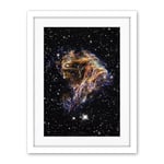 Artery8 Hubble Space Telescope Image Colourful Sheets Of Debris From The Stellar Explosion Of N 49 DEM L 190 Supernova Remnant Artwork Framed Wall Art Print 18X24 Inch