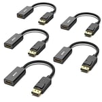 BENFEI Lot de 5 adaptateurs DisplayPort vers HDMI 4K unidirectionnels DisplayPort DP Computor vers HDMI Moniteur Adaptateur de connexion compatible avec ordinateur portable, PC, moniteur TV Projecteur