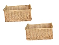 SET OF 2 Kitchen Log Fireplace Wicker Storage Basket With Handles Xmas Empty Hamper Basket White,Set of 2 Medium 38 x 30 x 18 cm