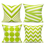 All Smiles Spring Outdoor Green Decorative Throw Pillow Covers Cases Cushion Home Decor Fall Accent Square 16 x 16 Set of 4 for Patio Couch Sofa,Lime Green Geometric