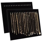 Genie Crafts 2 Pack Jewelry Display for Selling, Black Velvet Boutique Necklace Stands Boards with Hooks for Pop Up Shop (15 x 12 x 4.5 In)