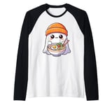 Funny Halloween Cute Kawaii Japanese Noodles Ghost Ramen Raglan Baseball Tee