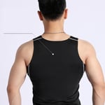 (Black M)Men's Gym Bodybuilding Vest Crewneck Men Fitness Sleeveless Muscle PA