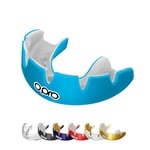 OPRO Instant Custom-Fit Braces Protège-dents pour appareil dentaire avec cage révolutionnaire, confort ultime, protection et ajustement, protège-dents pour rugby, boxe, MMA (Bleu ciel)