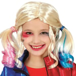 PERRUQUE HARLEY QUINN COUETTES COULEURS ENFANT