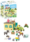 Playmobil 71656 Junior : Ferme avec Tracteur et Animaux - Jouet fabriqué à partir de matière d'origine végétale - Dès 12 Mois