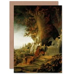 Artery8 Rembrandt Christ And St Mary Magdalen At The Tomb Fine Art Greeting Card Plus Envelope Blank Inside