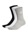 adidas Sportswear Unisex 3 Pack Cushioned Crew Socks - White/Grey, Medium Grey Heather, Size Xl, Men