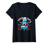 Womens The Smurfs Blue Ice Faceoff Hockey League V-Neck T-Shirt