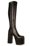 LAMODA Women's Obsession Wide Fit Knee High Boot, Black Pu, 3 UK