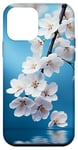 iPhone 12 mini Japanese White Cherry Blossom Sakura Flower Blue Background Case