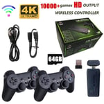 Console de jeu vidéo rétro - Double manette sans fil 2.4G - 4K HD - 10000 jeux intégrés - Noir