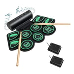 FANTASK Lot de 9 Pads de Batterie électronique avec 2 pédales et 2 Baguettes pour Enfants et débutants, avec 9 accompagnements, 9 Niveaux de Volume, 7 rythmes et 4 chansons de démonstration