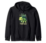 I Like TURTLES Cartoon Turtle Zip Hoodie