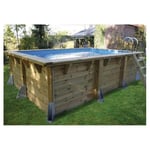 Piscine hors sol bois rectangulaire - 350x505x126cm - Liner Bleu -AZURA  