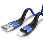 USB-kabel för iPhone 11 12 13 14 Pro X XS Max 6 7 8 Plus SE Apple iPad Snabbladdningssladd Ursprung Mobiltelefonladdare Datakabel 3m Blå Blue 0.25m