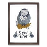 Big Box Art Sleep Tight Owl Typography Framed Wall Art Picture Print Ready to Hang, Walnut A2 (62 x 45 cm)