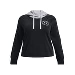 Under Armour Womenss Plus UA Rival Fleece Colourblock Hoody in Black Cotton - Size UK 24-26 (Womens)