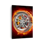 Impression sur Toile 70x100cm Tableaux Image Photo Wheel Flames Rim Decoration