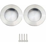 Lot de 2 Poignées Rondes Encastrables pour Porte Coulissante Acier Inoxydable Poignée Porte Coulissante Ronde Brossé Satiné -Argent