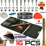 16 in 1 Mobile Phone Repair Tool Kit Screwdriver Set iPhone iPod iPad Samsung UK