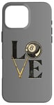 Coque pour iPhone 16 Pro Max Snooker table de billard boules de billard "LOVE" billard