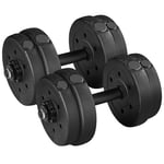 Yaheetech Adjustable Dumbbells 15KG Dumbbell Set Pair of 2 Weight Lifting Dumbbells for Home Gym Strength Training