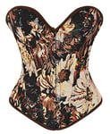 Alivila.Y Fashion Womens Vintage Floral Denim Overbust Corset Bustier Top, Black Short Torso, Large