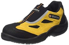 Base Protection, Four Holes Chaussure de Sécurité pour Hommes et Femmes, Noir et Jaune, Taille 45