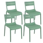 Lot de 4 chaises de terrasse en plastique vert sauge  Oviala