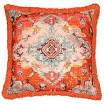 Mandala Life ART Boho Chic Yoga Decor Housse de Coussin de Méditation - 65 cm - avec Frange Vintage - Taie d'oreiller Del Sol - Carrée - Zafu décoratif en Coton imprimé