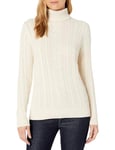 Amazon Essentials Pull Col Roulé En Maille Torsadée Style Irlandais (Grandes Tailles Disponibles) Femme, Blanc Crème, 5XL Grande taille