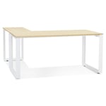 Bureau d'Angle Design "Abigano" 170cm Naturel & Blanc