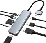 Station d'accueil 9 en 2 MacBook Pro, Adaptateur MacBook Air, hub USB C, dongle HDMI avec 100 W PD, USB 3.0, Lecteur de Carte SD/TF, Audio 3,5 mm, Triple écran pour MacBook Pro Air Mac.[S837]