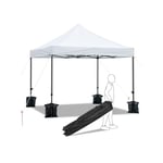 Tonnelle 3x3m Pliante Imperméable Anti-UV Tente Pavillon Pop-up Portable Gazebo avec Sac de Transport à Roulette et Sac de Sable Blanc - Yaheetech