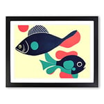 The Surprising Fish Abstract H1022 WHT Framed Print for Living Room Bedroom Home Office Décor, Wall Art Picture Ready to Hang, Black A2 Frame (64 x 46 cm)