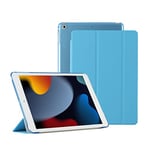 HUEZOE Étui de Protection Ultra Fin pour iPad 9,7" 2018/2017 - en Cuir synthétique - avec Fonction Support - pour iPad 9,7" - iPad 6ème génération, 5ème génération - Bleu Clair