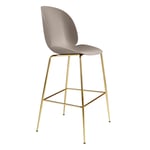 Gubi - Beetle Bar Chair Un-upholstered, Conic Base Brass, New Beige Shell,  - Barstolar & barpallar - GamFratesi - Beige - Metall/Plast