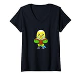 Womens Budgie Reading Books Student Literature Birds V-Neck T-Shirt