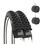 Ecovelò Children's Cameras 2 MTB Tyres 24 x 1.95 (50-507) + Chambers, Black, 24 x 1.95