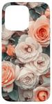 Coque pour iPhone 15 Pro Max Rose en fleurs complexes - Motif floral pastel