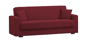 Dmora Canapé lit 3 Places avec Coffre Rouge 212 x 80 x 87 cm, Tissu Bois