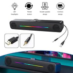 LED Wired Sound Bar Stereo Speakers TV Computer Tablets PC Desktop USB Adapter